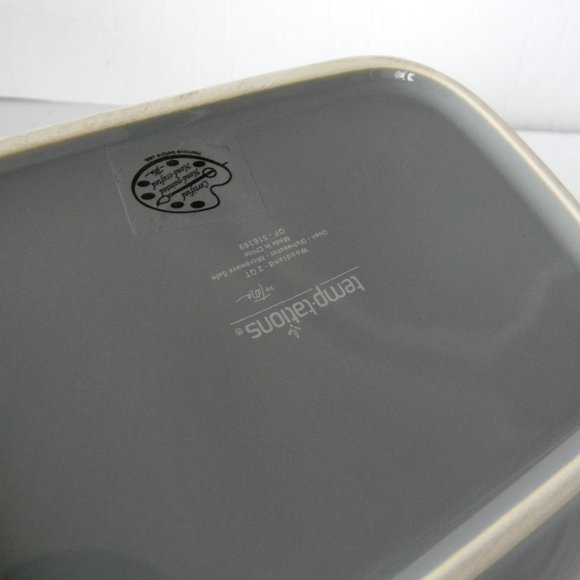 NEW TEMP-TATIONS WOODLAND GRAY RECTANGULAR SERVING BOWL BAKER 2QT W/HANDLES - Picture 3 of 6